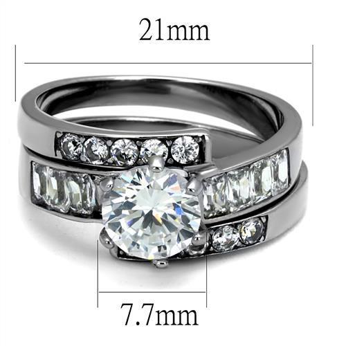 TK2616 - No Plating Stainless Steel Ring with AAA Grade CZ in Clear-1