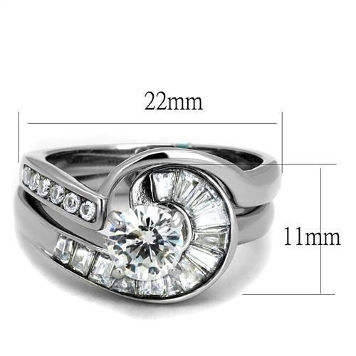 TK2617 - No Plating Stainless Steel Ring with AAA Grade CZ in Clear-1