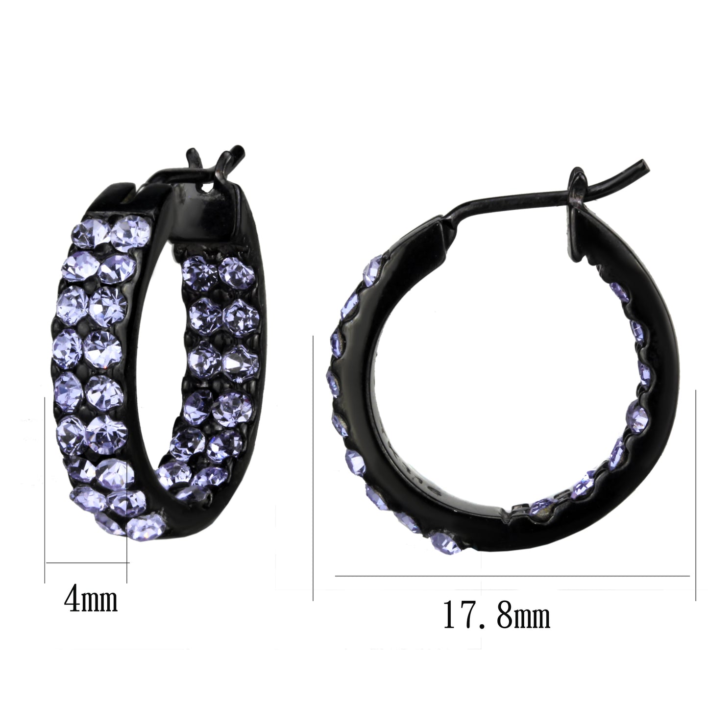 TK2625 - IP Black (Ion Plating) Stainless Steel Earrings with Top Grade Crystal in Light Amethyst-1
