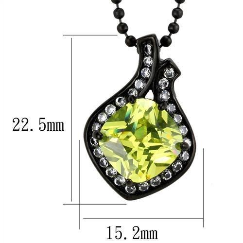 TK2629 - IP Black(Ion Plating) Stainless Steel Chain Pendant with AAA Grade CZ in Apple Green color-1