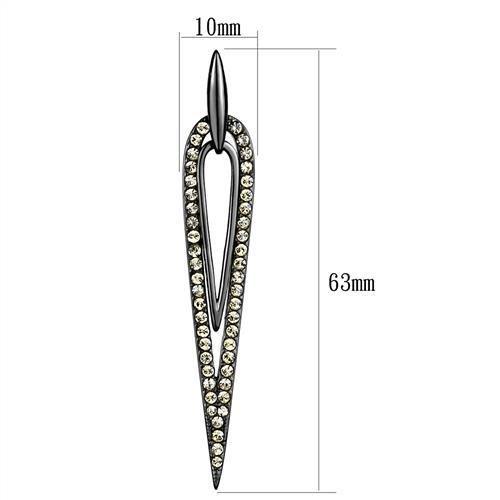 TK2634 - IP Light Black (IP Gun) Stainless Steel Earrings with Top Grade Crystal in Smoky Topaz-1