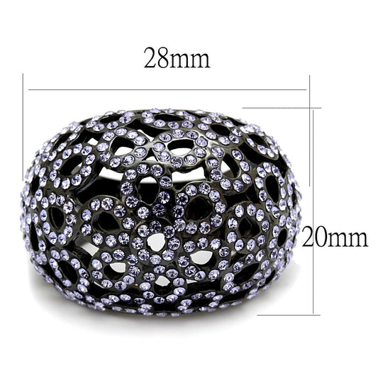 TK2642 - IP Light Black (IP Gun) Stainless Steel Ring with Top Grade Crystal in Tanzanite-1