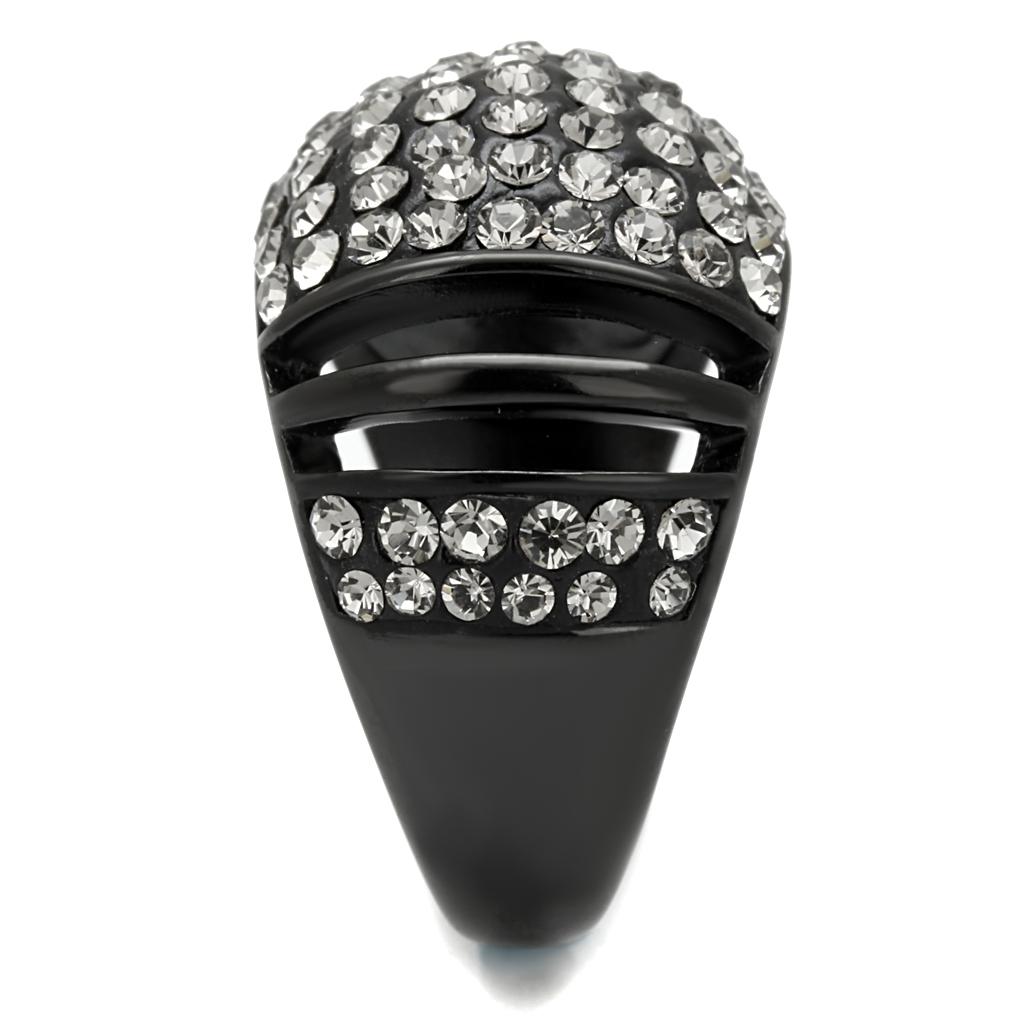 TK2643 - IP Black(Ion Plating) Stainless Steel Ring with Top Grade Crystal in Hematite-3