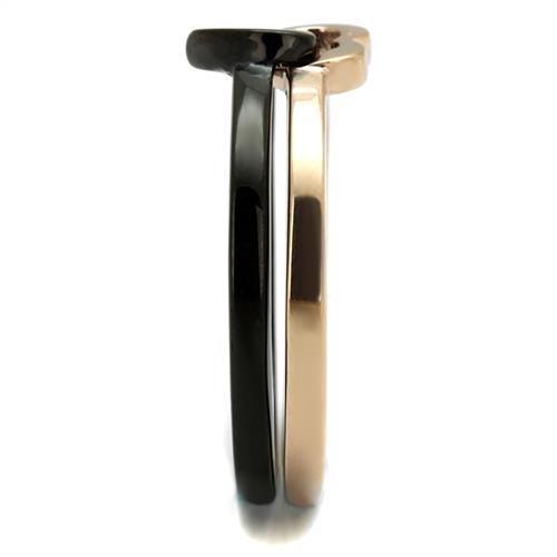 TK2650 - IP Rose Gold+ IP Black (Ion Plating) Stainless Steel Ring with No Stone-3
