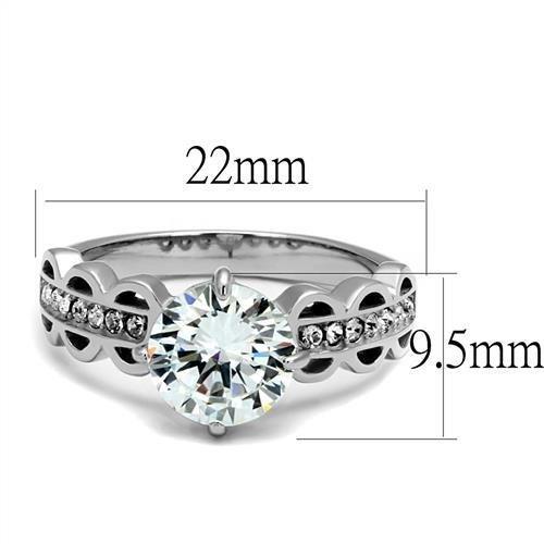 TK2658 - High polished (no plating) Stainless Steel Ring with AAA Grade CZ in Clear-1