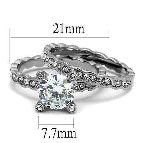 TK2659 - High polished (no plating) Stainless Steel Ring with AAA Grade CZ in Clear-1