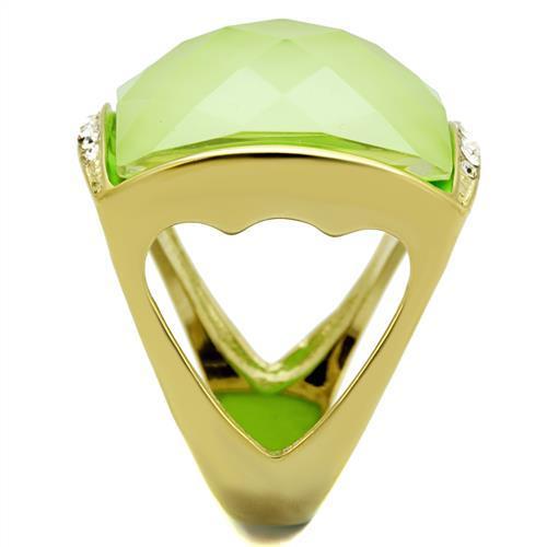 TK2661 - IP Gold(Ion Plating) Stainless Steel Ring with Synthetic Synthetic Stone in Apple Green color-3