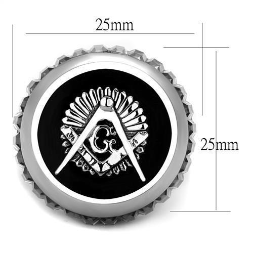 TK2666 - High polished (no plating) Stainless Steel Ring with Top Grade Crystal in Jet-1