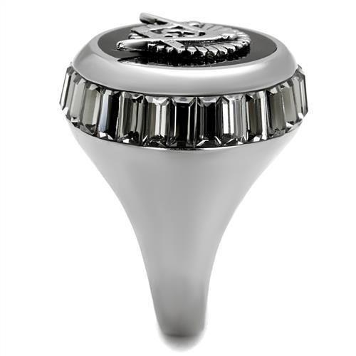 TK2666 - High polished (no plating) Stainless Steel Ring with Top Grade Crystal in Jet-3