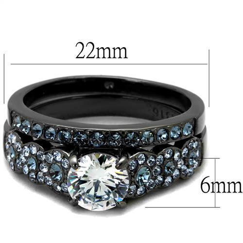 TK2671 - IP Light Black (IP Gun) Stainless Steel Ring with AAA Grade CZ in Clear-1
