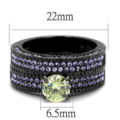 TK2672 - IP Light Black (IP Gun) Stainless Steel Ring with AAA Grade CZ in Apple Green color-1