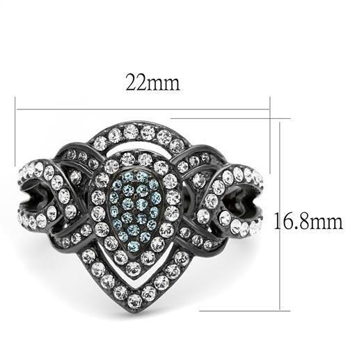 TK2679 - IP Light Black (IP Gun) Stainless Steel Ring with Top Grade Crystal in Multi Color-1