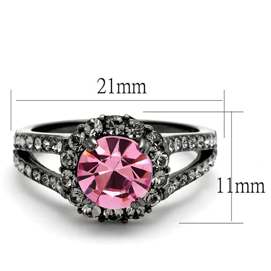 TK2680 - IP Light Black (IP Gun) Stainless Steel Ring with Top Grade Crystal in Light Rose-1