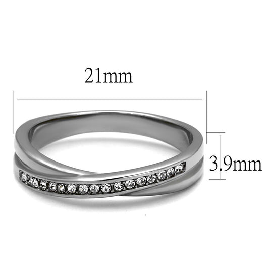 TK2684 - High polished (no plating) Stainless Steel Ring with Top Grade Crystal in Clear-1