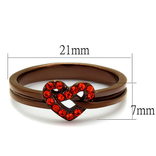 TK2686 - IP Coffee light Stainless Steel Ring with Top Grade Crystal in Orange-1