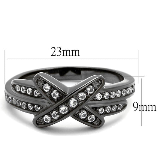 TK2689 - IP Light Black (IP Gun) Stainless Steel Ring with AAA Grade CZ in Clear-1