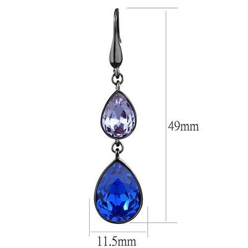 TK2706 - IP Light Black (IP Gun) Stainless Steel Earrings with Top Grade Crystal in Multi Color-1