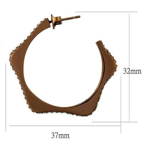 TK2714 - IP Coffee light Stainless Steel Earrings with Top Grade Crystal in Clear-1