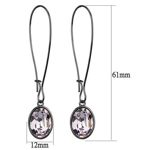 TK2719 - IP Light Black (IP Gun) Stainless Steel Earrings with Top Grade Crystal in Light Peach-1