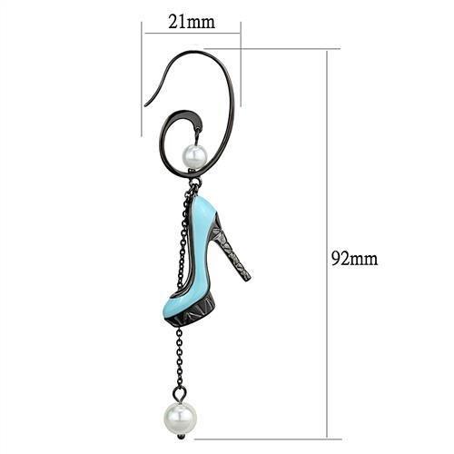 TK2721 - IP Light Black (IP Gun) Stainless Steel Earrings with Synthetic Pearl in White-1