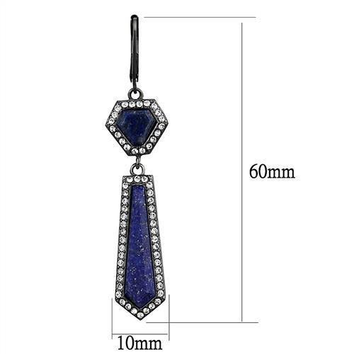 TK2723 - IP Light Black (IP Gun) Stainless Steel Earrings with Precious Stone Lapis in Montana-1