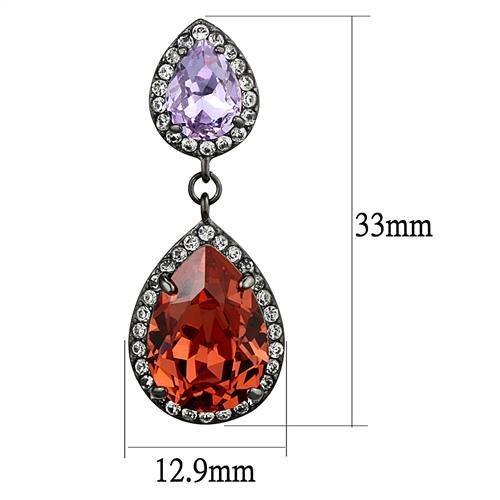 TK2725 - IP Light Black (IP Gun) Stainless Steel Earrings with Top Grade Crystal in Orange-1