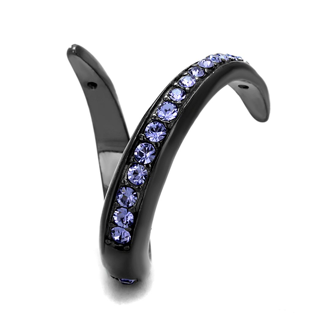 TK2732 - IP Light Black (IP Gun) Stainless Steel Ring with Top Grade Crystal in Tanzanite-3