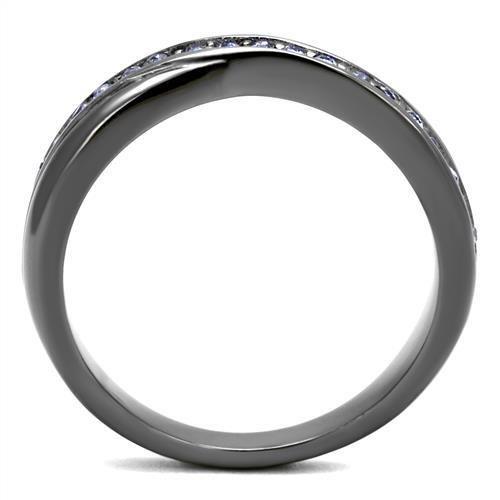 TK2750 - IP Light Black (IP Gun) Stainless Steel Ring with Top Grade Crystal in Tanzanite-1