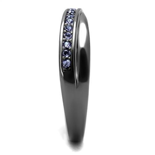 TK2750 - IP Light Black (IP Gun) Stainless Steel Ring with Top Grade Crystal in Tanzanite-2