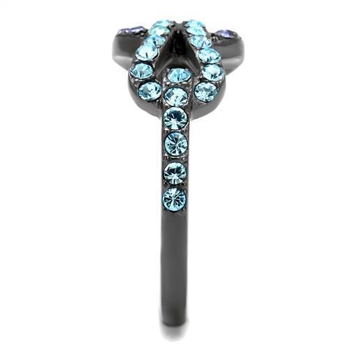 TK2752 - IP Light Black (IP Gun) Stainless Steel Ring with Top Grade Crystal in Tanzanite-3