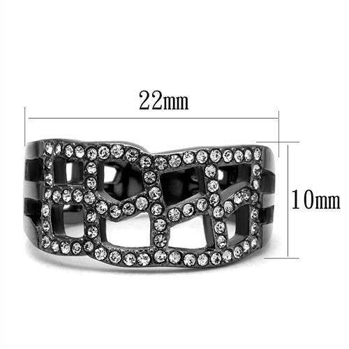 TK2753 - IP Light Black (IP Gun) Stainless Steel Ring with Top Grade Crystal in Black Diamond-1