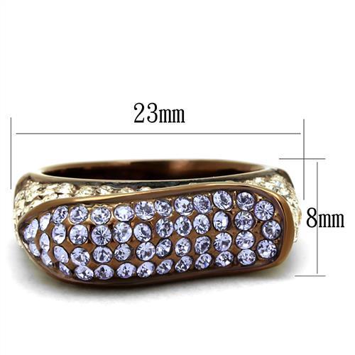 TK2754 - IP Coffee light Stainless Steel Ring with Top Grade Crystal in Multi Color-1