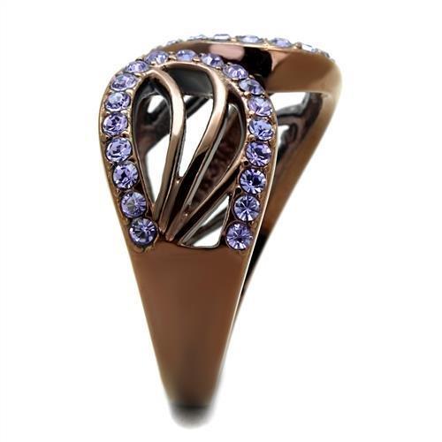 TK2755 - IP Coffee light Stainless Steel Ring with Top Grade Crystal in Tanzanite-3