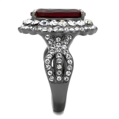 TK2761 - IP Light Black (IP Gun) Stainless Steel Ring with Synthetic Synthetic Glass in Siam-3