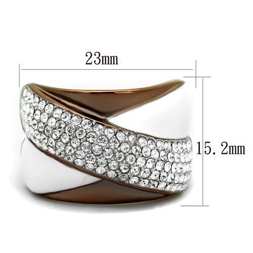TK2765 - Two Tone IP Light Brown (IP Light coffee) Stainless Steel Ring with Top Grade Crystal in Clear-1