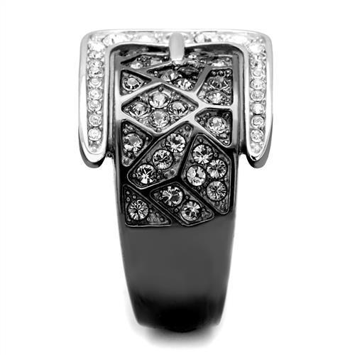 TK2769 - Two-Tone IP Black Stainless Steel Ring with Top Grade Crystal in Black Diamond-3