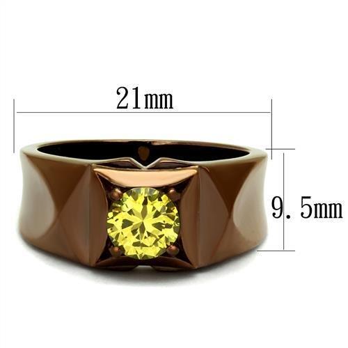 TK2773 - IP Coffee light Stainless Steel Ring with AAA Grade CZ in Topaz-1