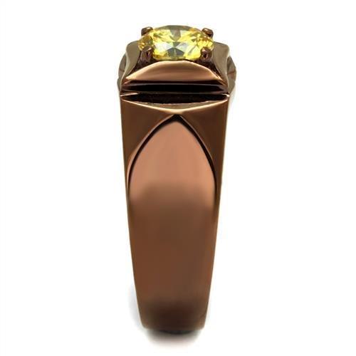 TK2773 - IP Coffee light Stainless Steel Ring with AAA Grade CZ in Topaz-3