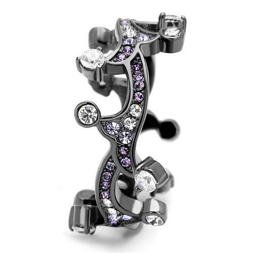 TK2780 - IP Light Black (IP Gun) Stainless Steel Ring with AAA Grade CZ in Clear-3