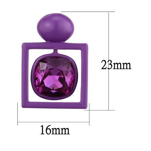 TK2789 - No Plating Stainless Steel Earrings with Top Grade Crystal in Fuchsia-1