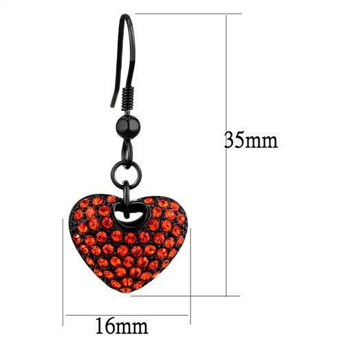 TK2790 - IP Black(Ion Plating) Stainless Steel Earrings with Top Grade Crystal in Orange-1