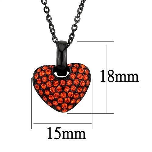 TK2791 - IP Black(Ion Plating) Stainless Steel Chain Pendant with Top Grade Crystal in Orange-1