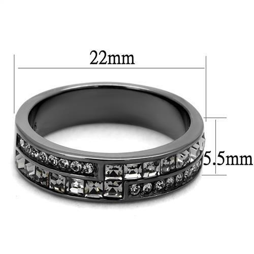 TK2799 - IP Light Black (IP Gun) Stainless Steel Ring with Top Grade Crystal in Black Diamond-1