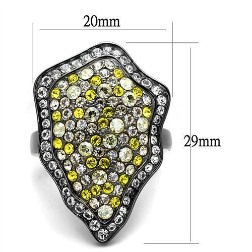 TK2805 - IP Light Black (IP Gun) Stainless Steel Ring with Top Grade Crystal in Multi Color-1