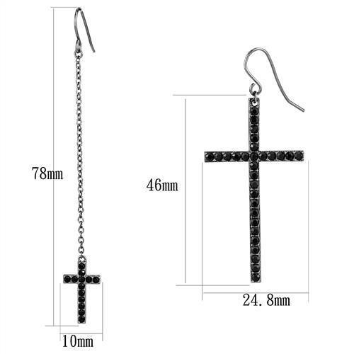 TK2816 - IP Light Black (IP Gun) Stainless Steel Earrings with Top Grade Crystal in Jet-1