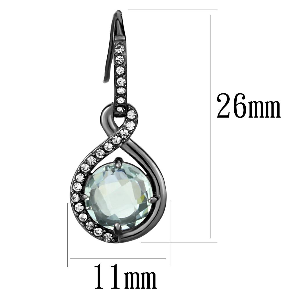 TK2821 - IP Light Black (IP Gun) Stainless Steel Earrings with Semi-Precious Amethyst Crystal in Emerald-1