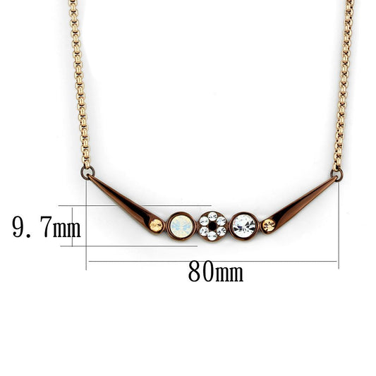 TK2823 - IP Rose Gold & IP light Coffee Stainless Steel Necklace with Top Grade Crystal in Multi Color-1