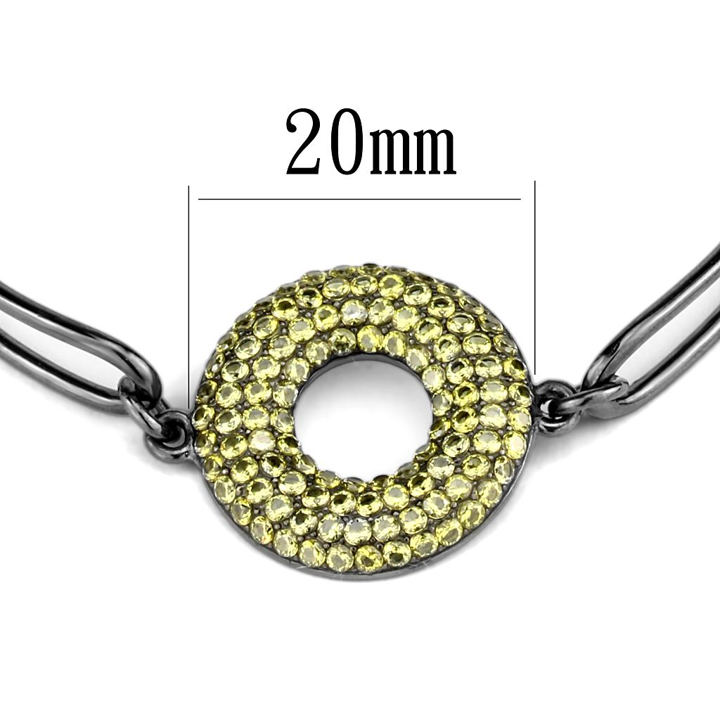 TK2824 - IP Light Black (IP Gun) Stainless Steel Bangle with AAA Grade CZ in Topaz-1