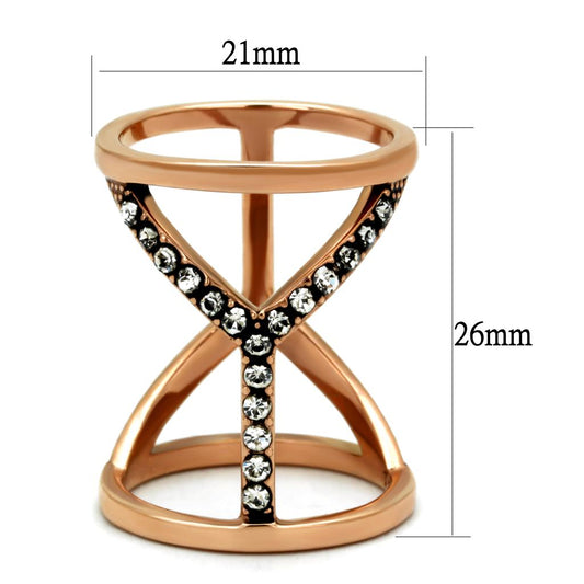 TK2825 - IP Rose Gold(Ion Plating) Stainless Steel Ring with Top Grade Crystal in Clear-1