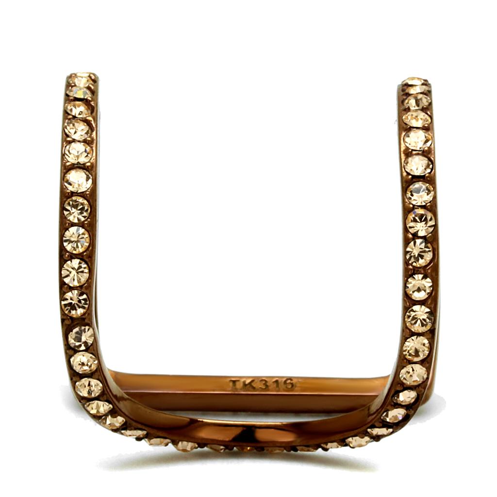 TK2828 - IP Coffee light Stainless Steel Ring with Top Grade Crystal in Light Peach-4
